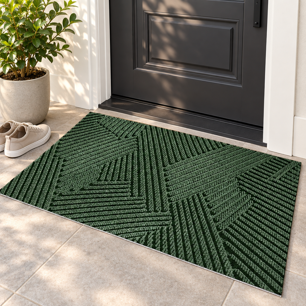 Durable non-slip door mat at a home entrance