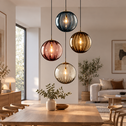 Glass ball pendant light in a Nordic interior