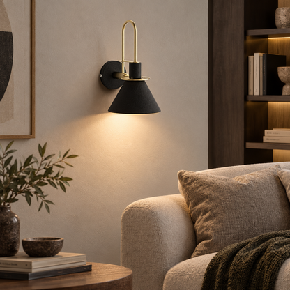 Mono postmodern metal wall lamp in a living room