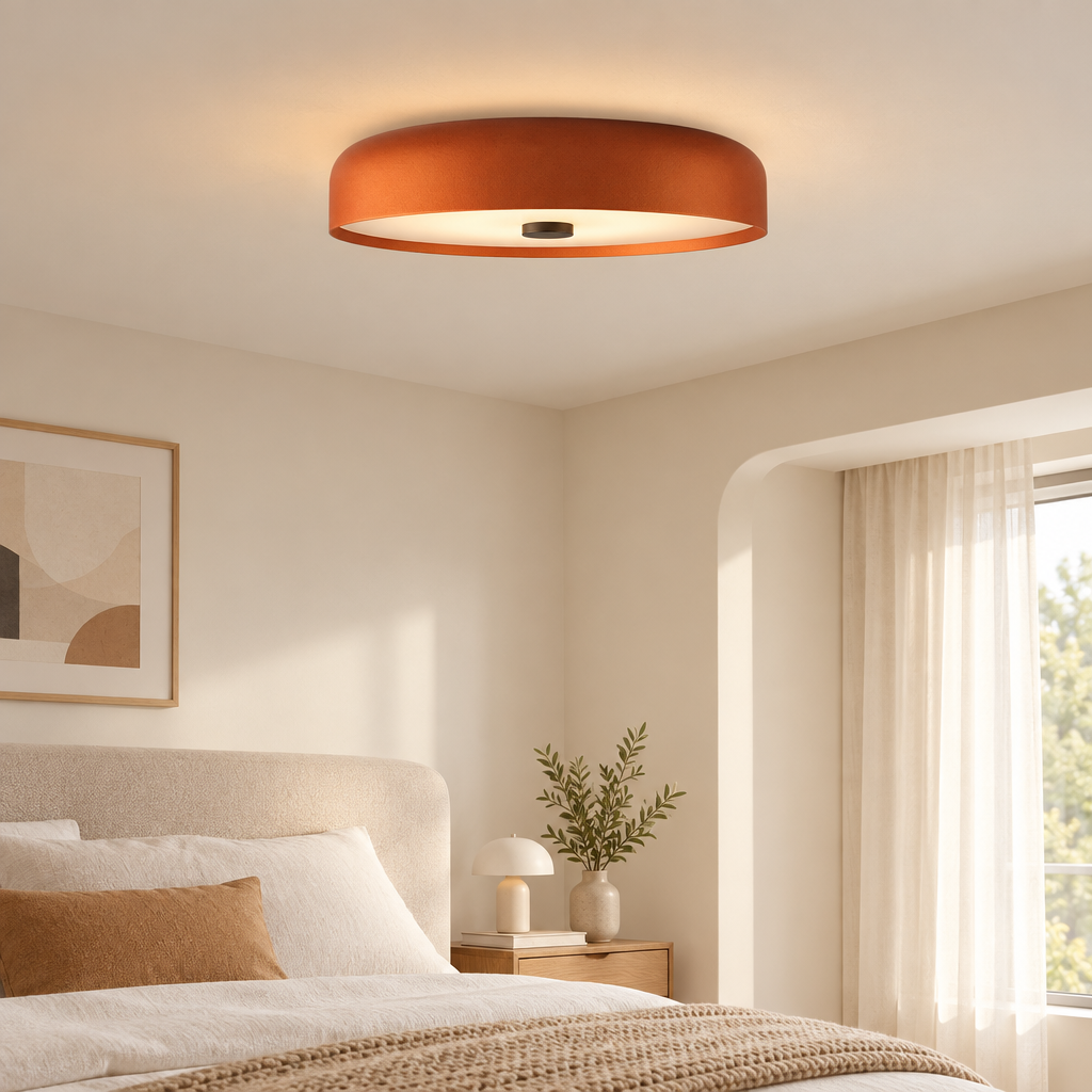 Nordic retro flush mount ceiling light in a bedroom