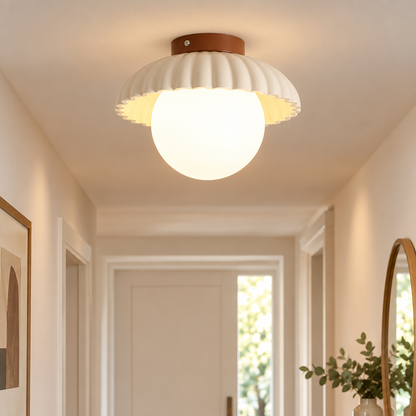 Iron hallway flush mount ceiling light in a hallway