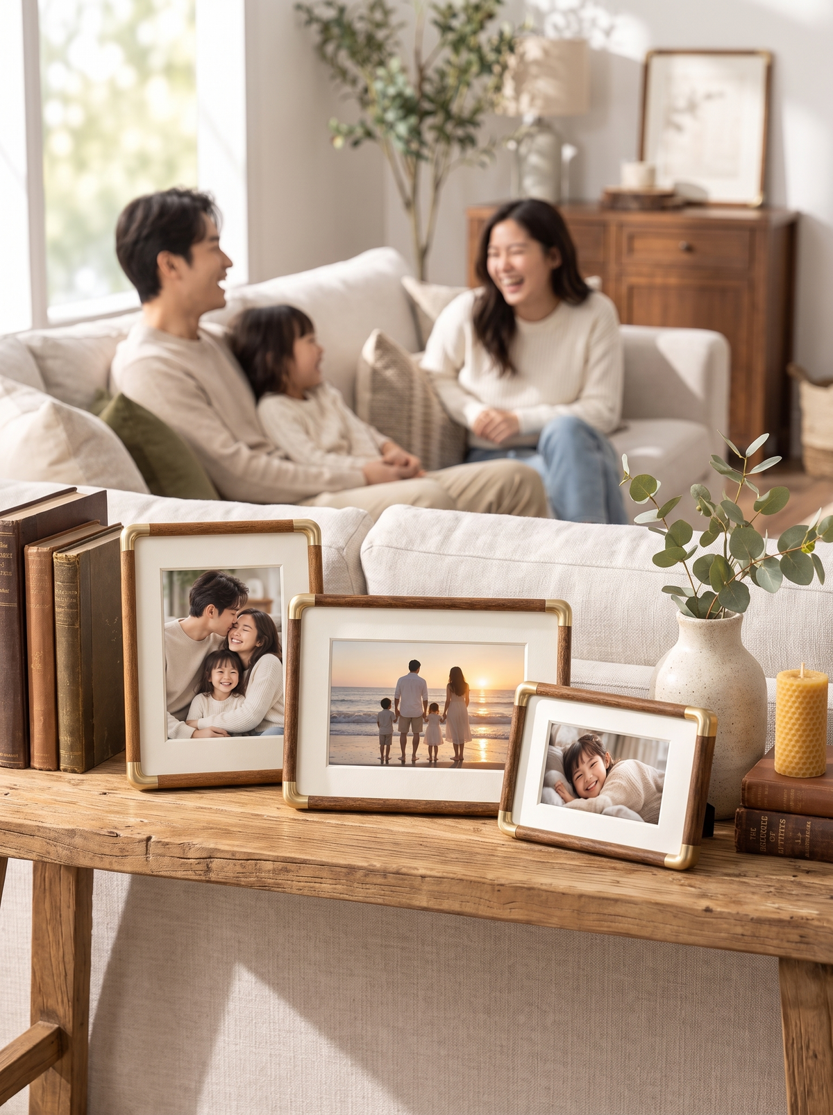 Brooks Tabletop Photo Frame in a lived in home setting