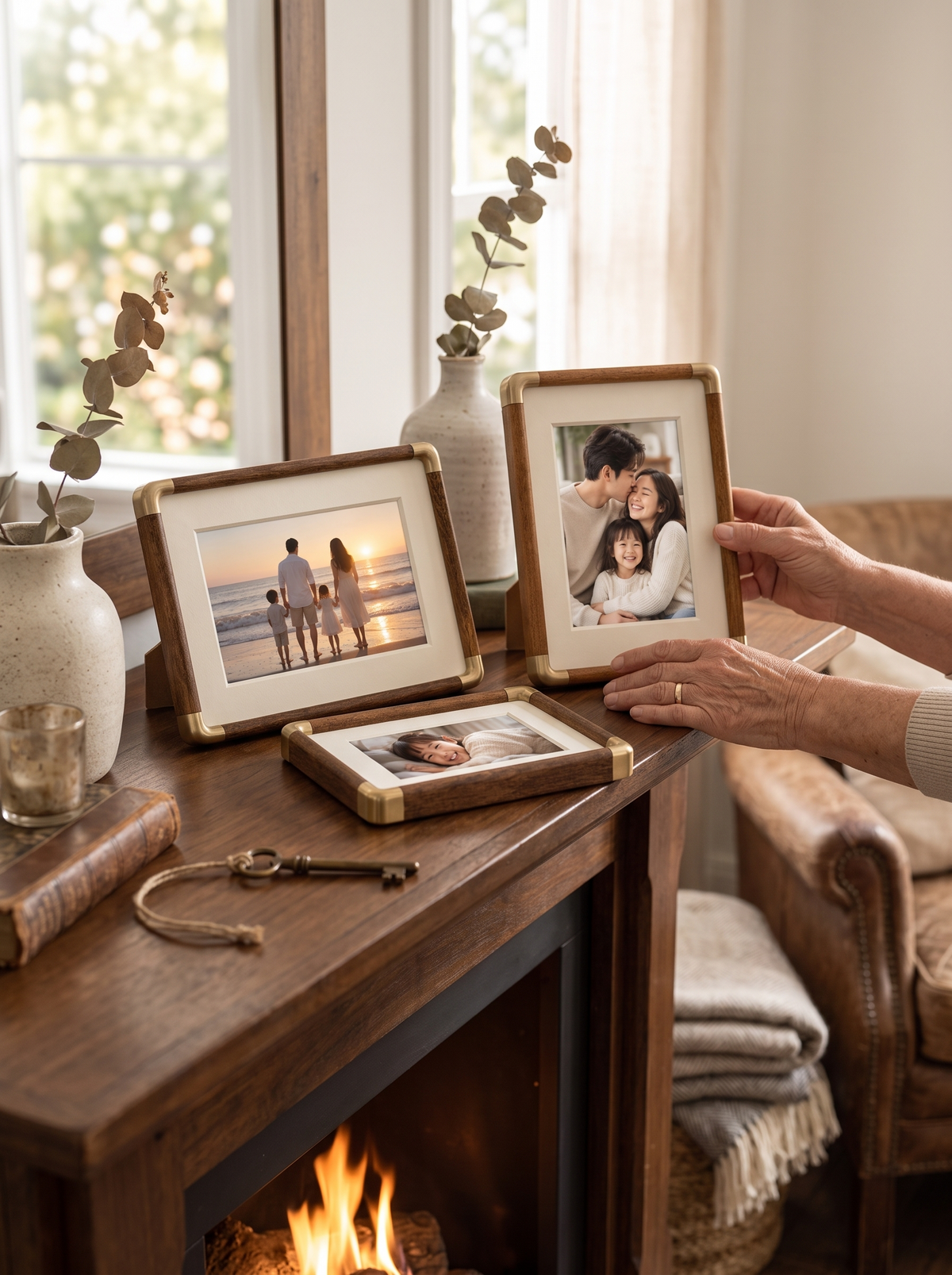 Brooks Tabletop Photo Frame showing natural wood character