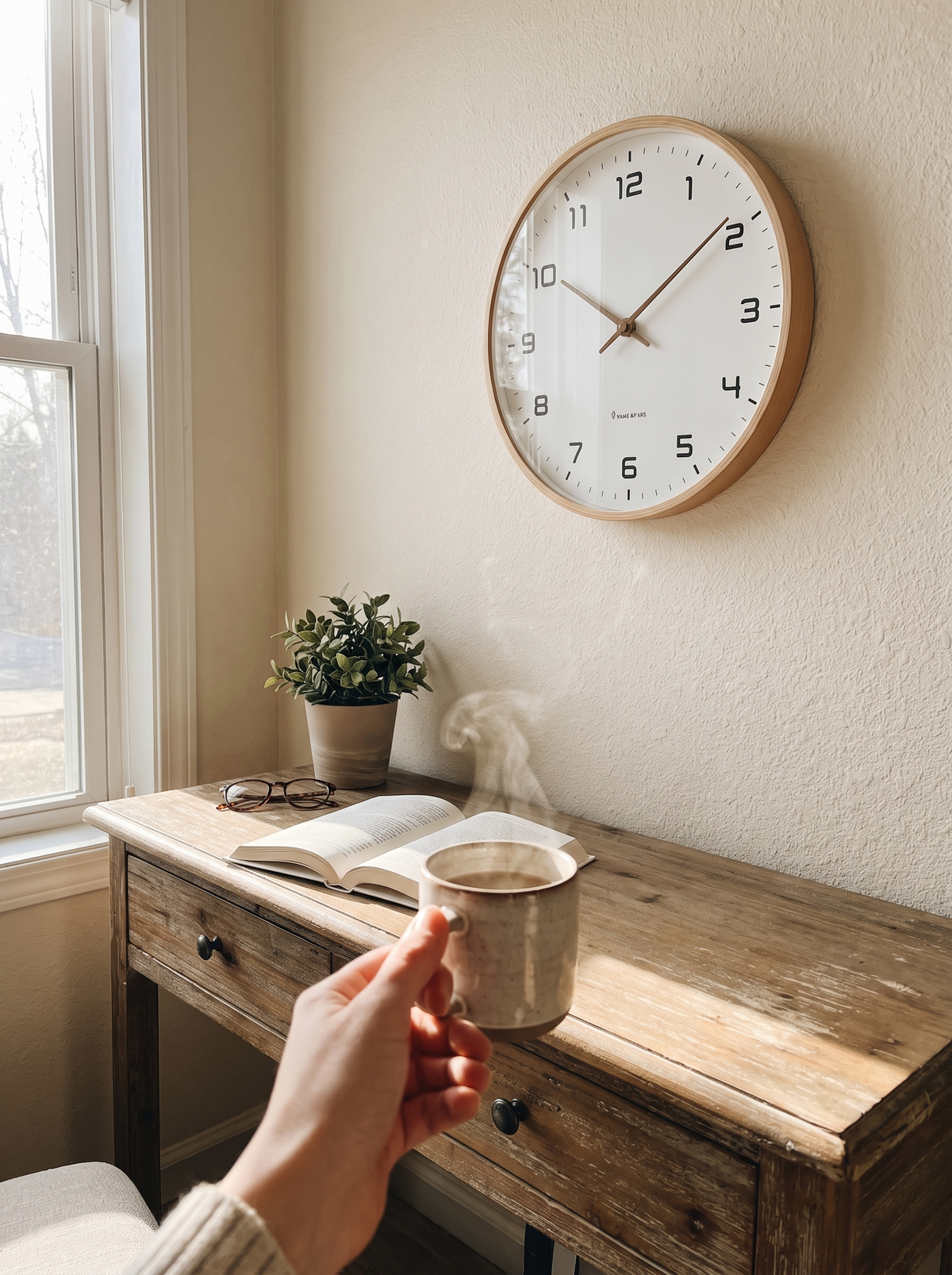 Nordic Wall Clock on a calm living room wall