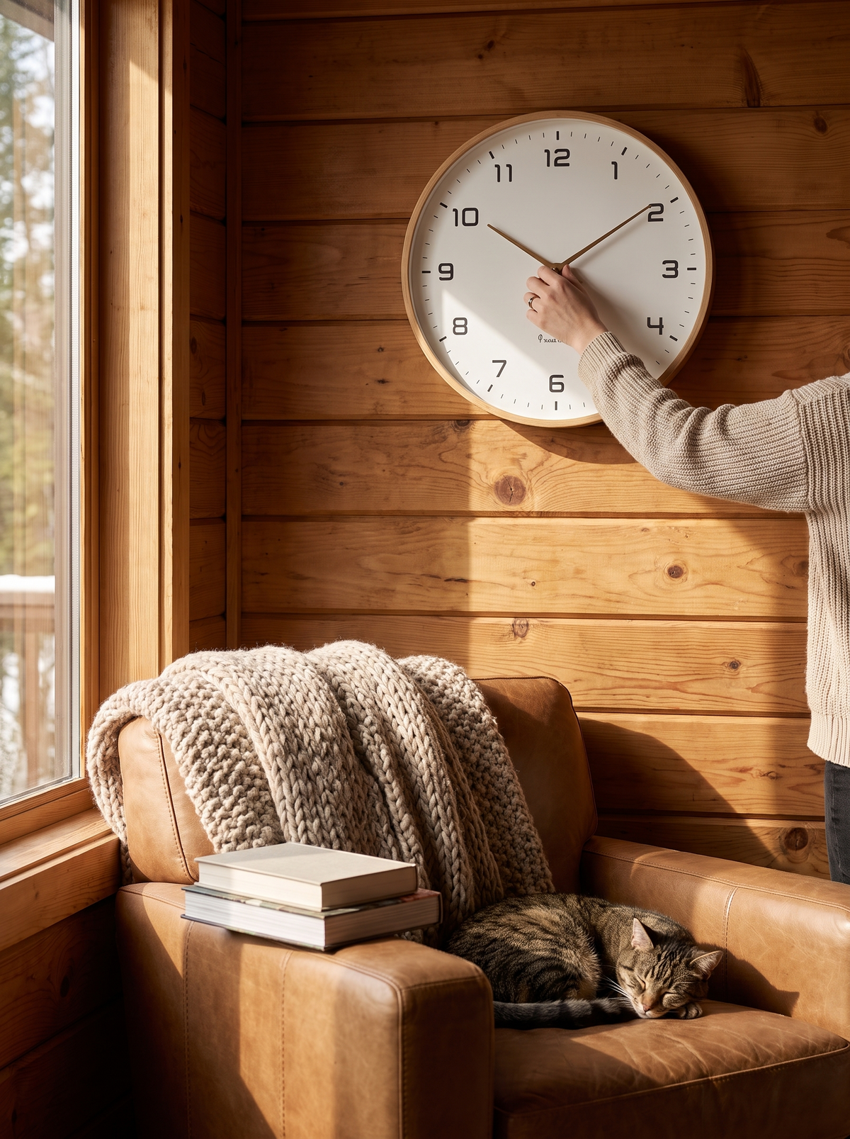 Nordic Wall Clock with warm timber frame