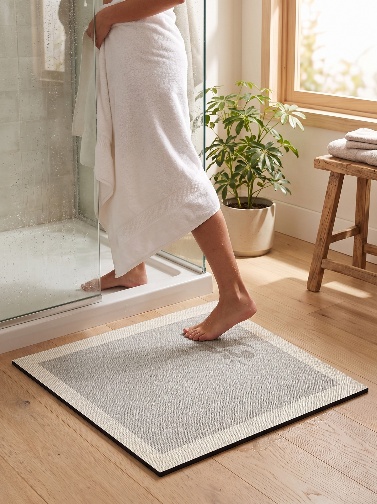 Super Absorbent Quick Dry Bath Mat with secure base