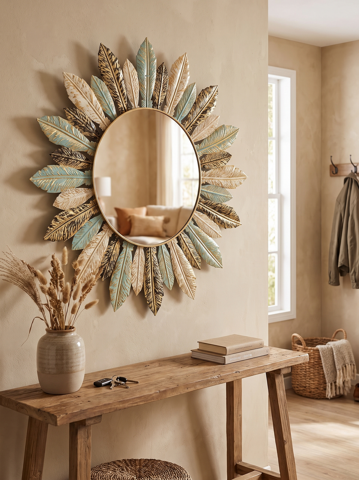 Bohemian Sunburst Metal Wall Mirror lifestyle view 3