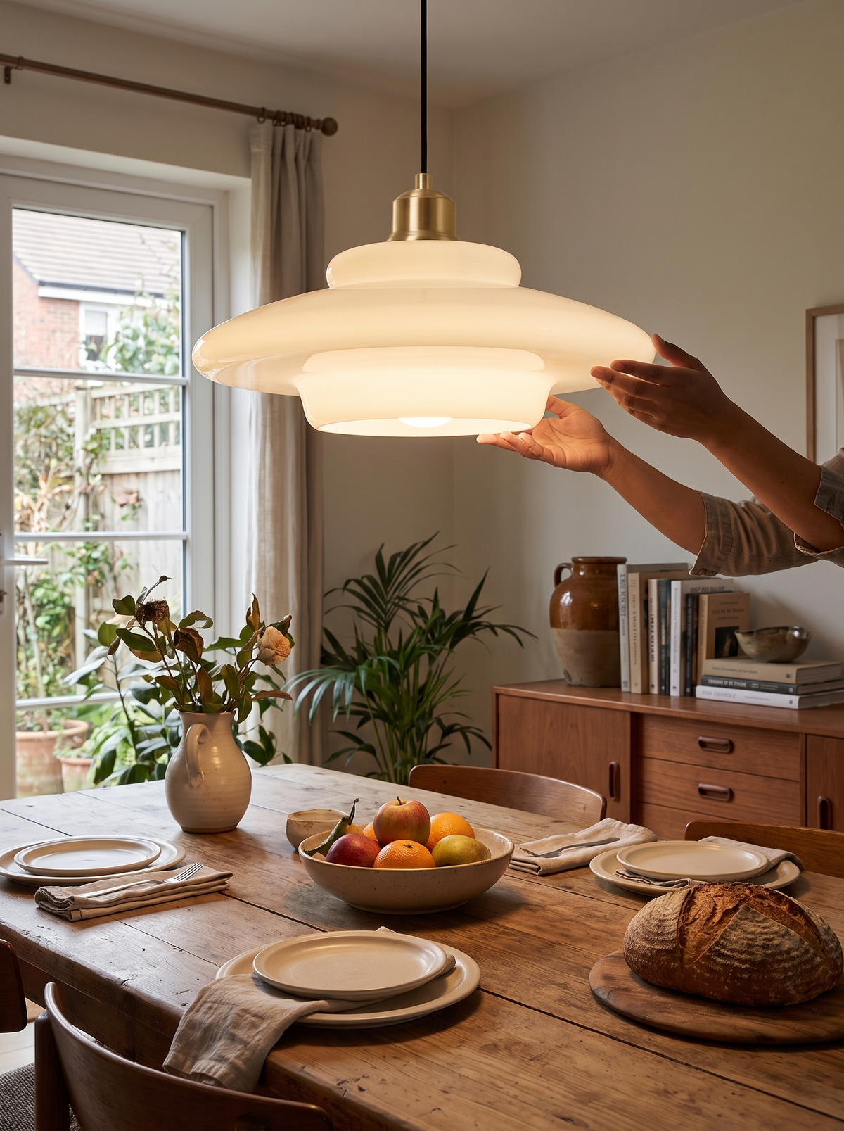 White Glass Pendant Light lifestyle view 3