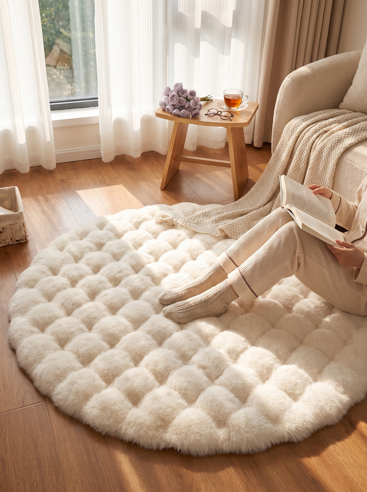 Cloud Comfort Round Bubble Rug lifestyle view 3