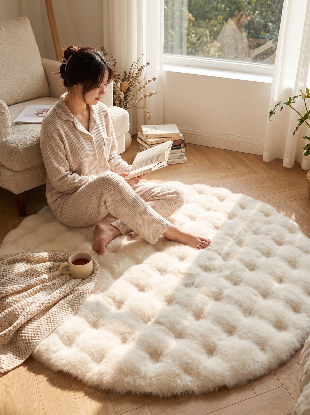 Cloud Comfort Round Bubble Rug lifestyle view 1