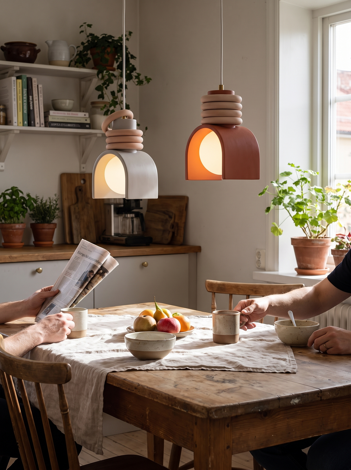 Wabi Sabi Resin Pendant Light in a lifestyle setting
