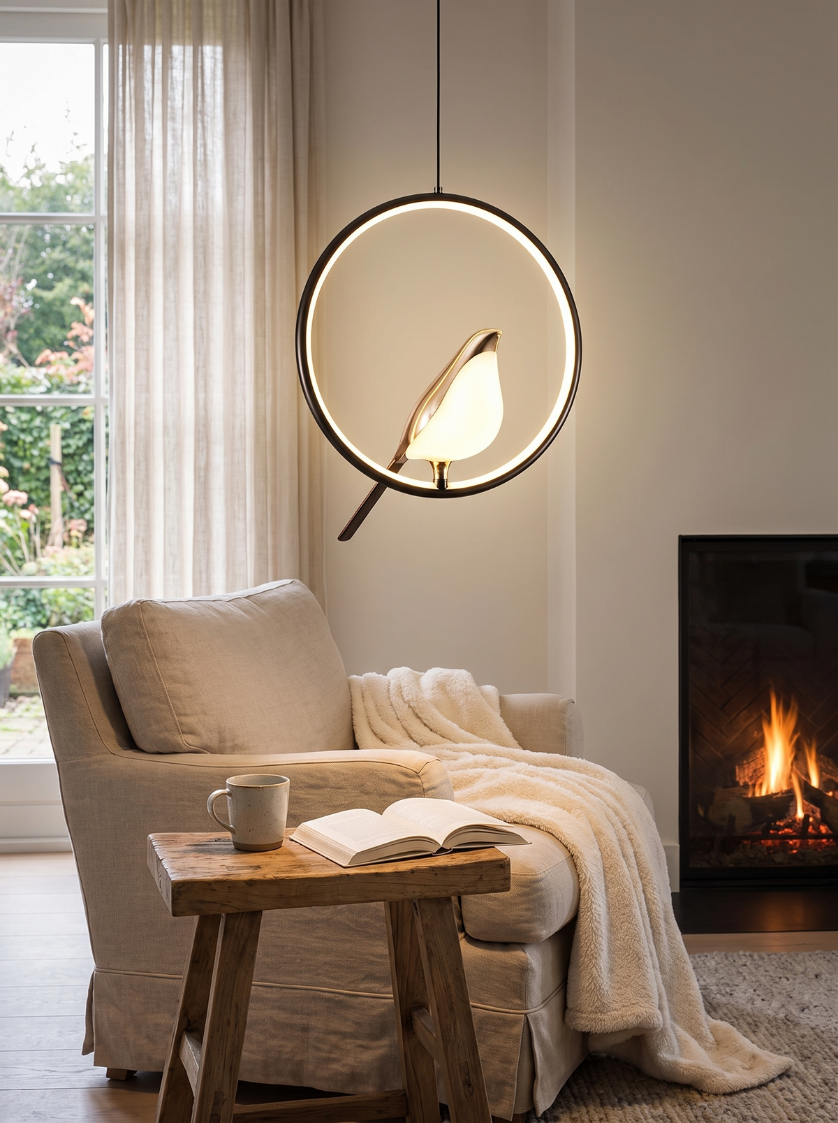 Magpie Bird Pendant Light in a lifestyle setting