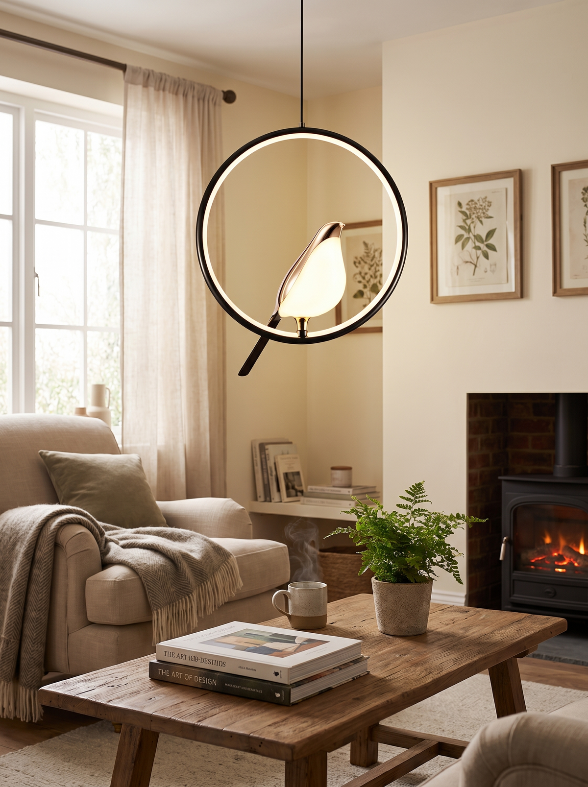 Magpie Bird Pendant Light in a lifestyle setting