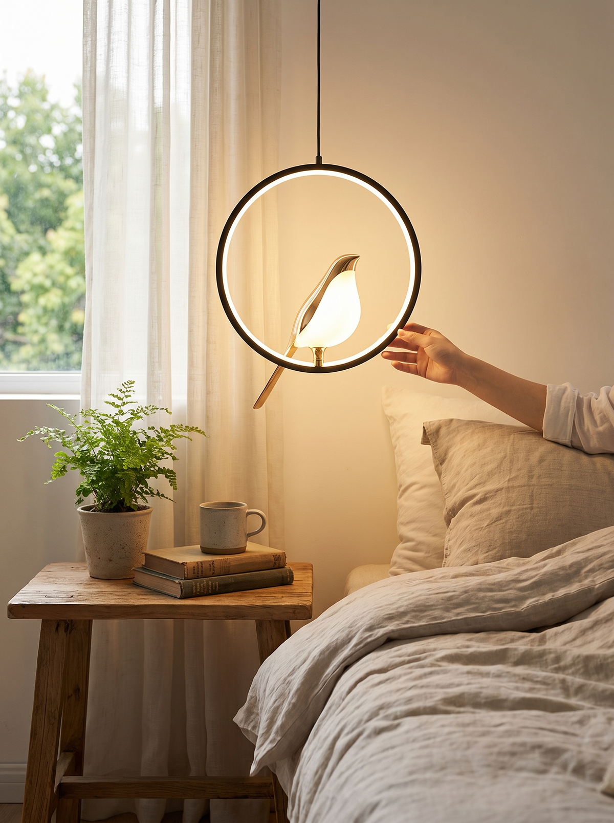 Magpie Bird Pendant Light in a lifestyle setting