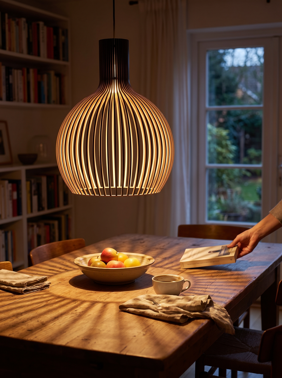 Handcrafted Wooden Pendant Light in a lifestyle setting