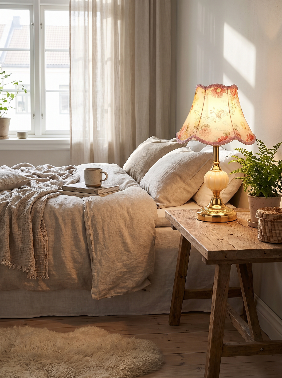 Quixy Floral Shade Table Lamp in a lifestyle setting