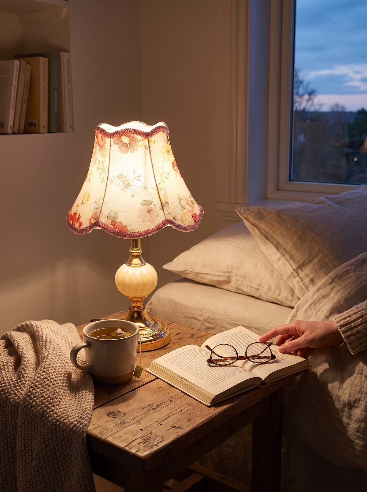 Quixy Floral Shade Table Lamp in a lifestyle setting