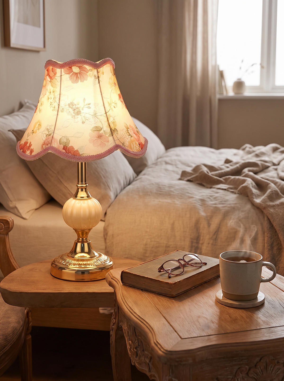 Quixy Floral Shade Table Lamp in a lifestyle setting