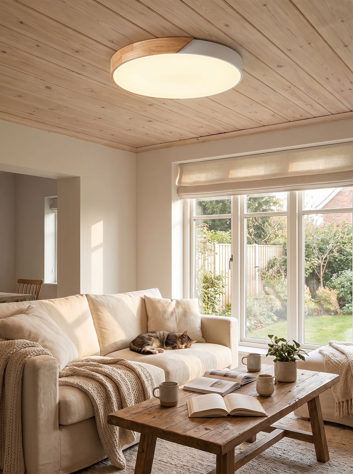 Nordic Wood LED Ceiling Light in a lifestyle setting