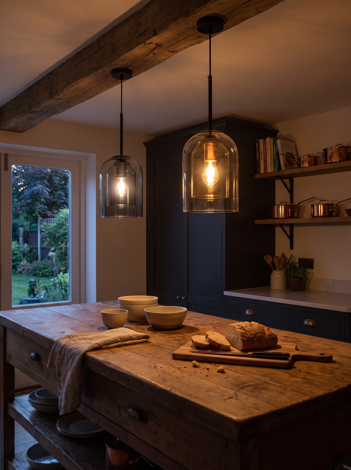Colored Glass Pendant Light in a lifestyle setting