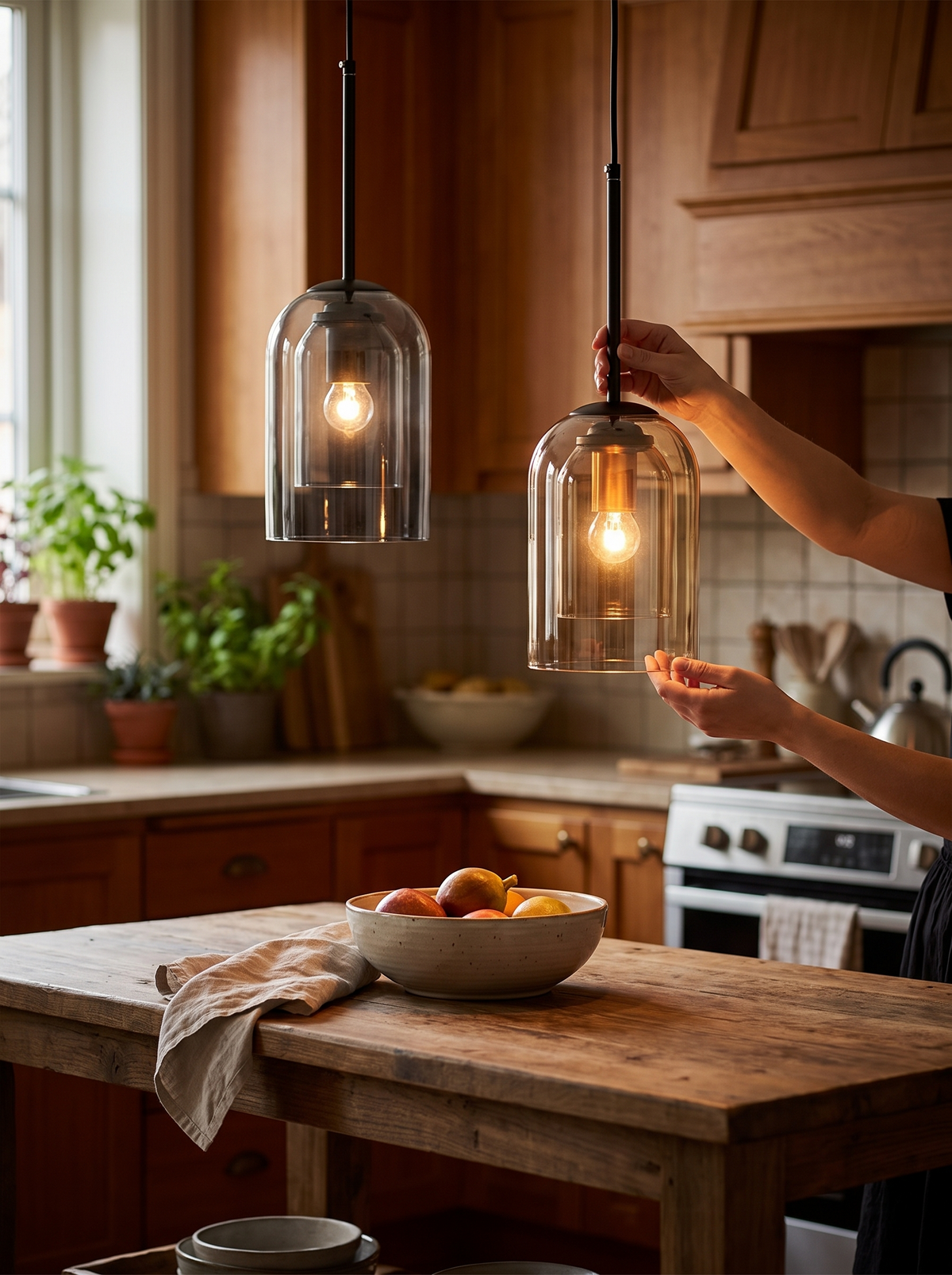 Colored Glass Pendant Light in a lifestyle setting