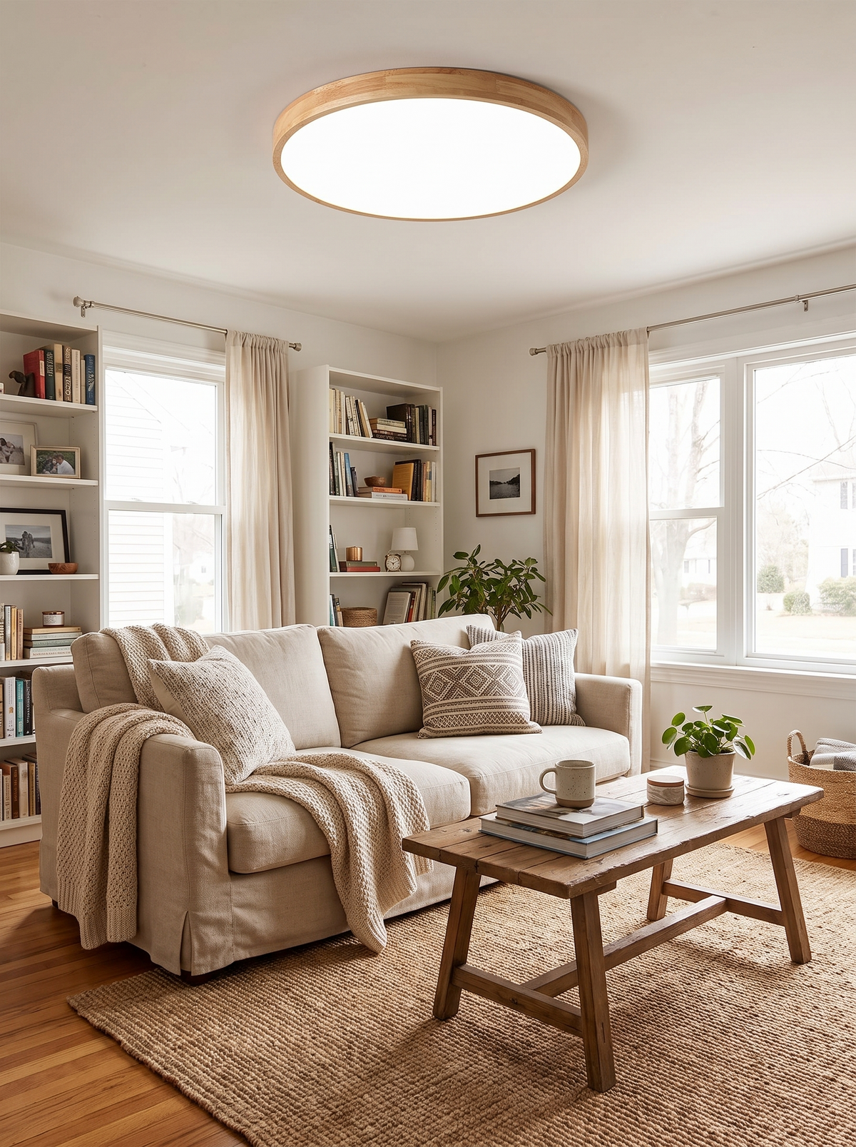 Nordic Wood LED Ceiling Light in a lifestyle setting
