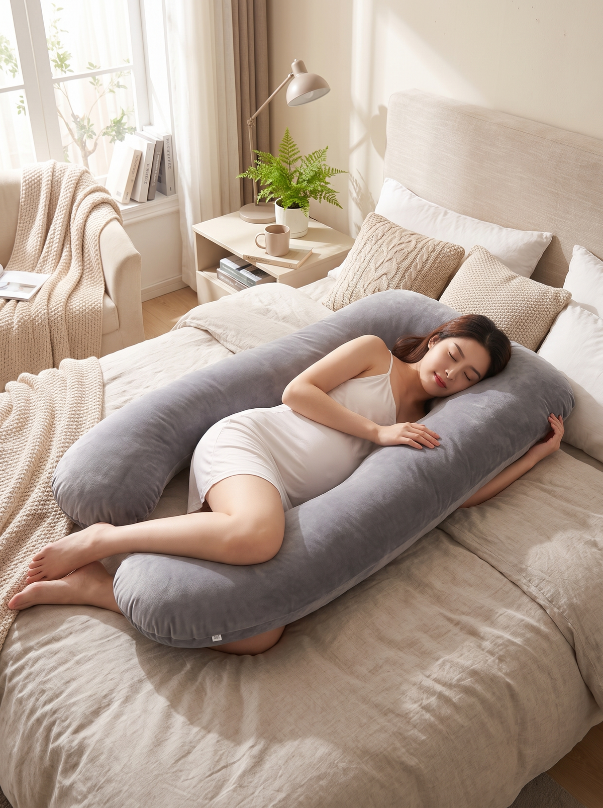 U Shape Full Body Pregnancy Pillow in a lifestyle setting