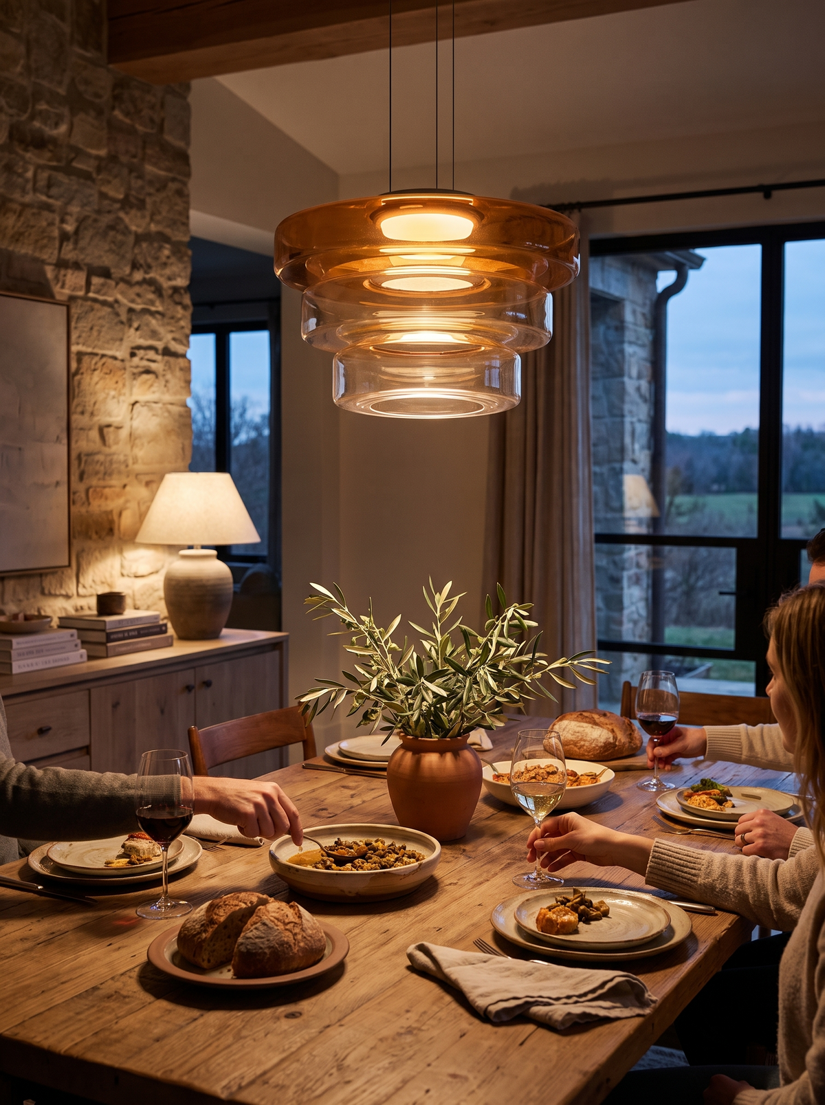 Bauhaus Layered Glass Pendant Lamp in a lifestyle setting
