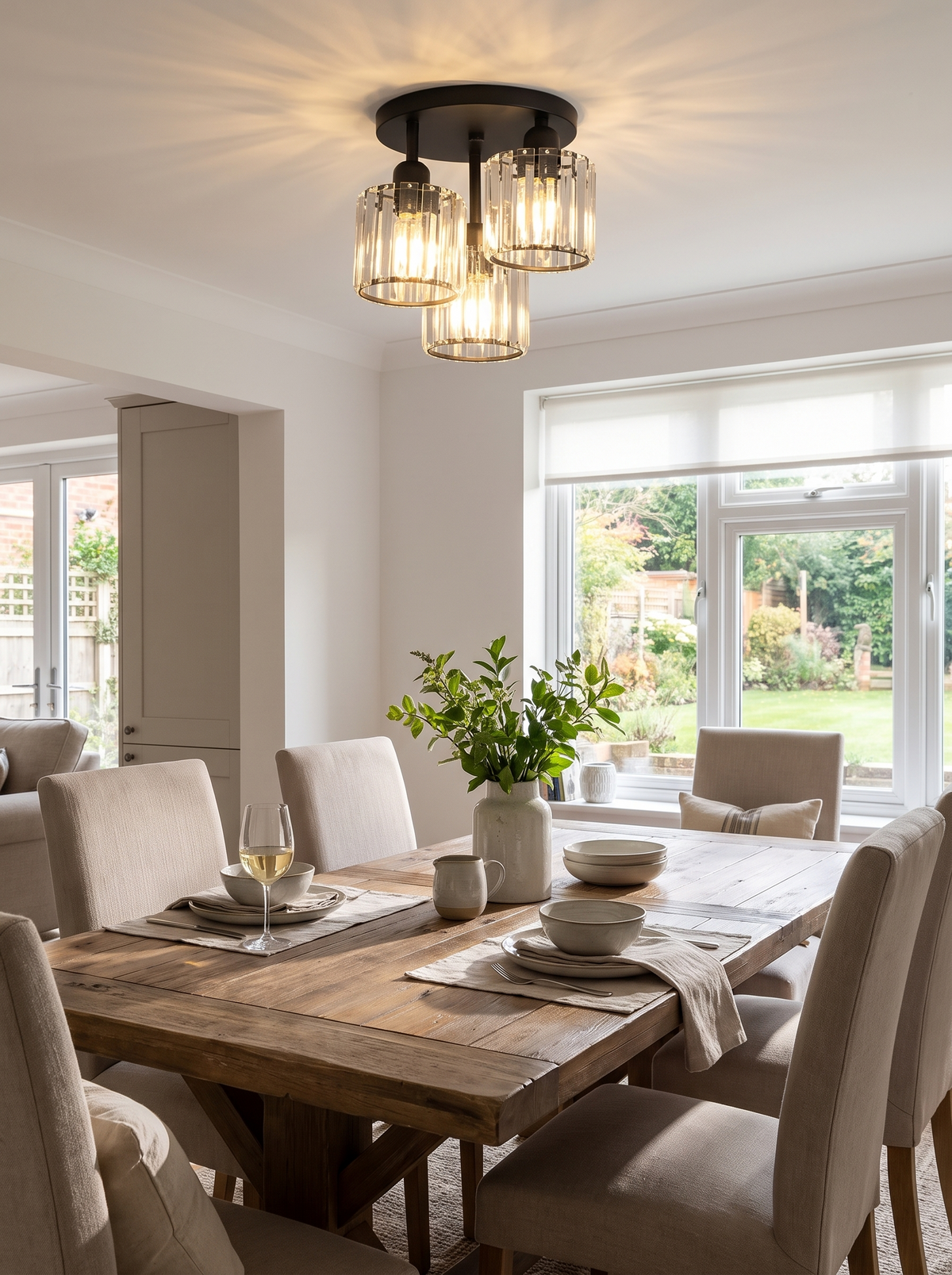 Crystal Semi Flush Ceiling Light in a lifestyle setting
