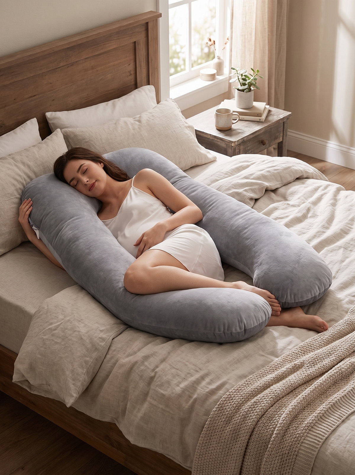 U Shape Full Body Pregnancy Pillow in a lifestyle setting