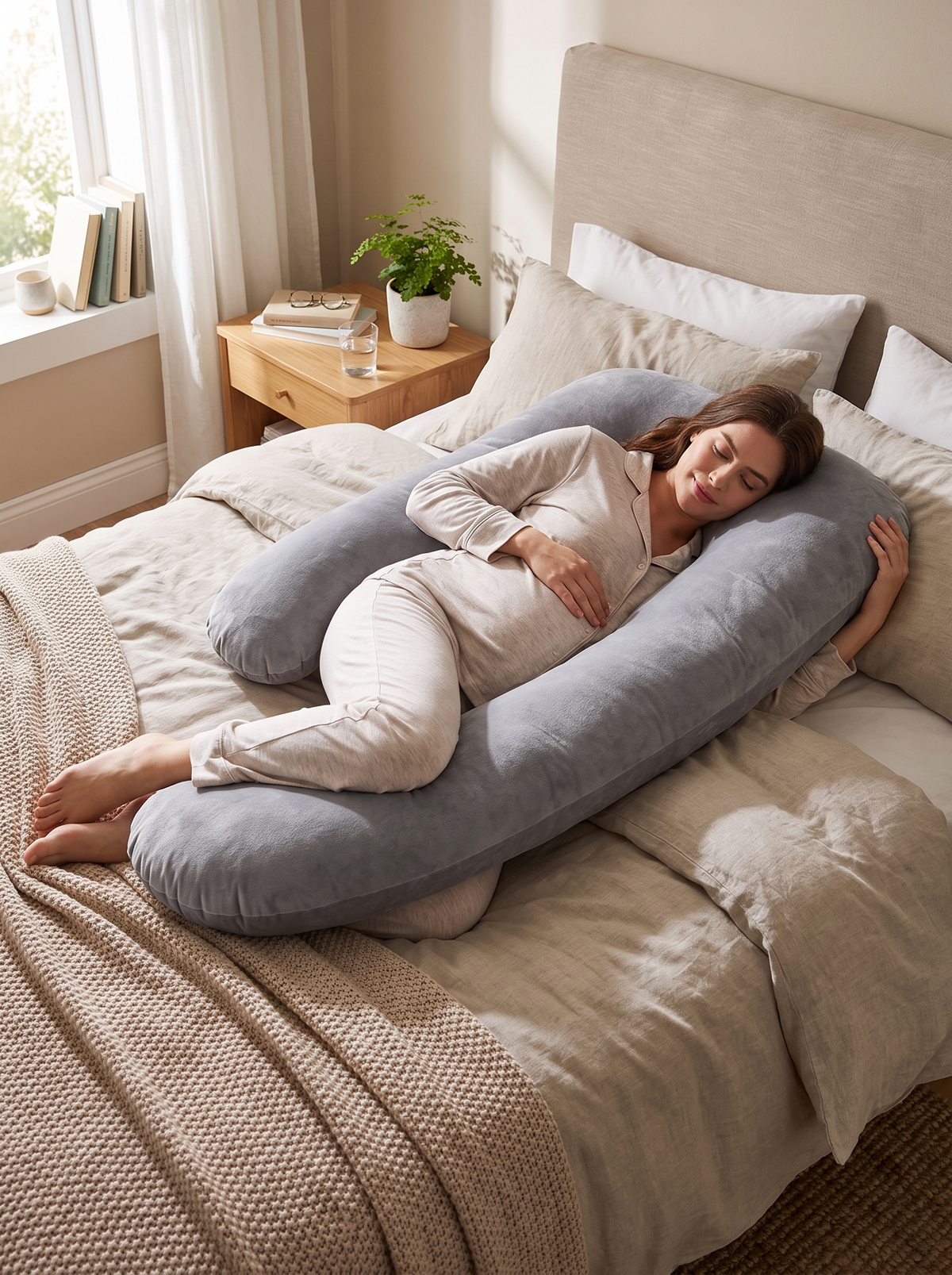 U Shape Full Body Pregnancy Pillow in a lifestyle setting