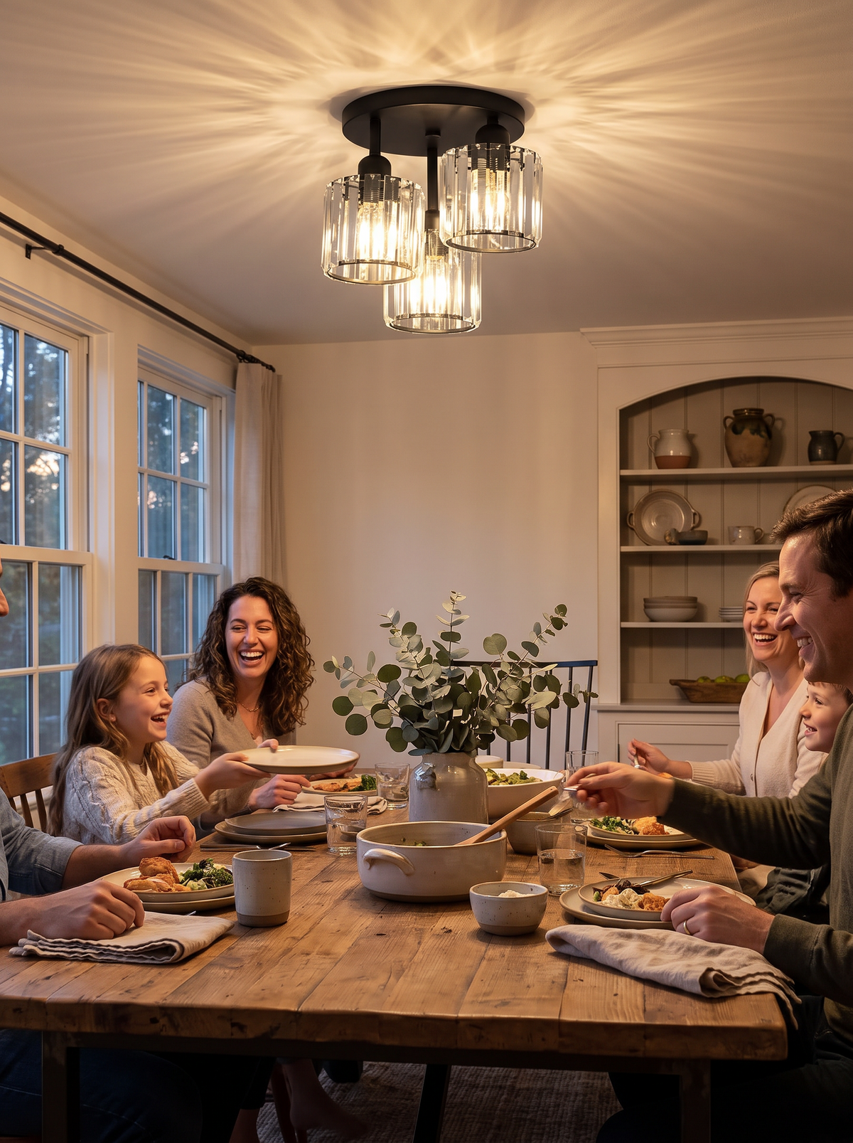 Crystal Semi Flush Ceiling Light in a lifestyle setting