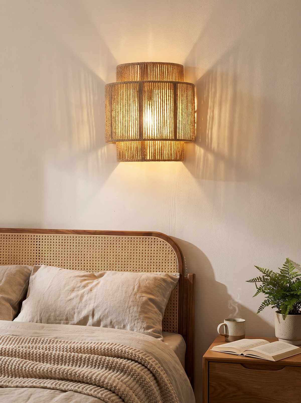 RattanGlow Rattan Wall Lamp in a lifestyle setting
