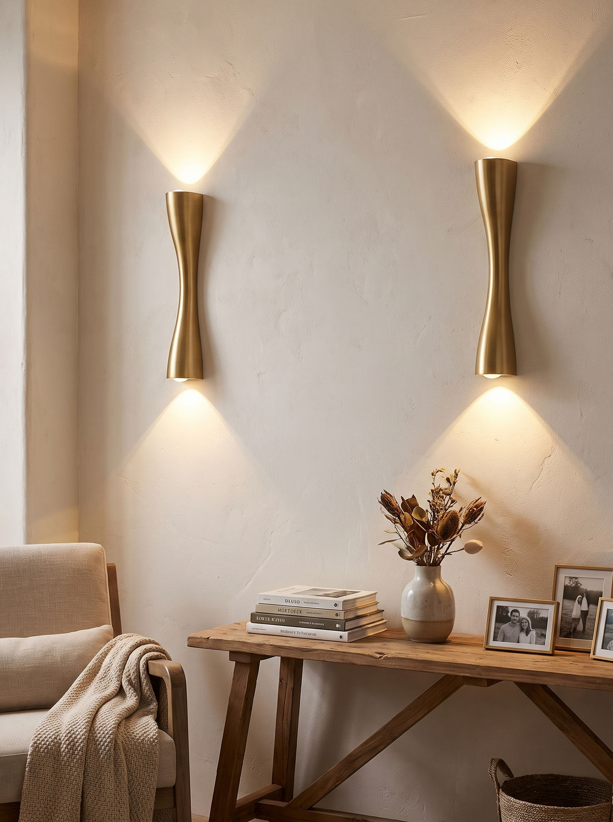 Gold Up and Down Wall Light in a lifestyle setting