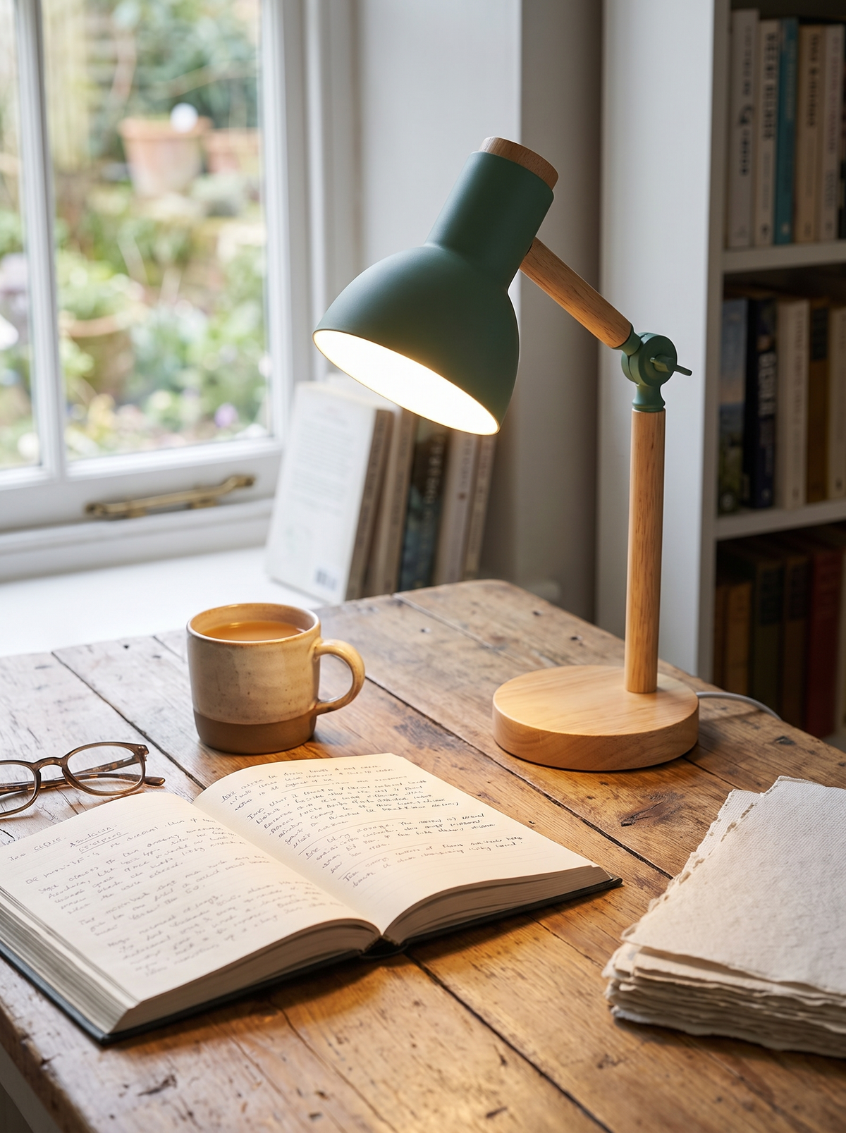 Nordic Wooden Adjustable Desk Lamp in a lifestyle setting