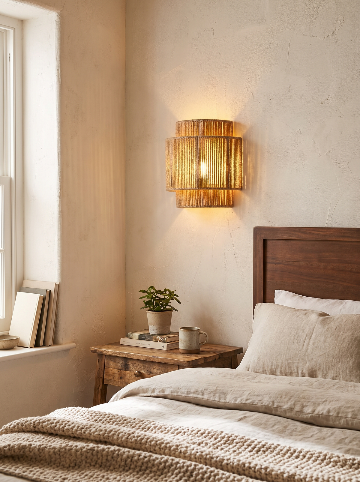 RattanGlow Rattan Wall Lamp in a lifestyle setting
