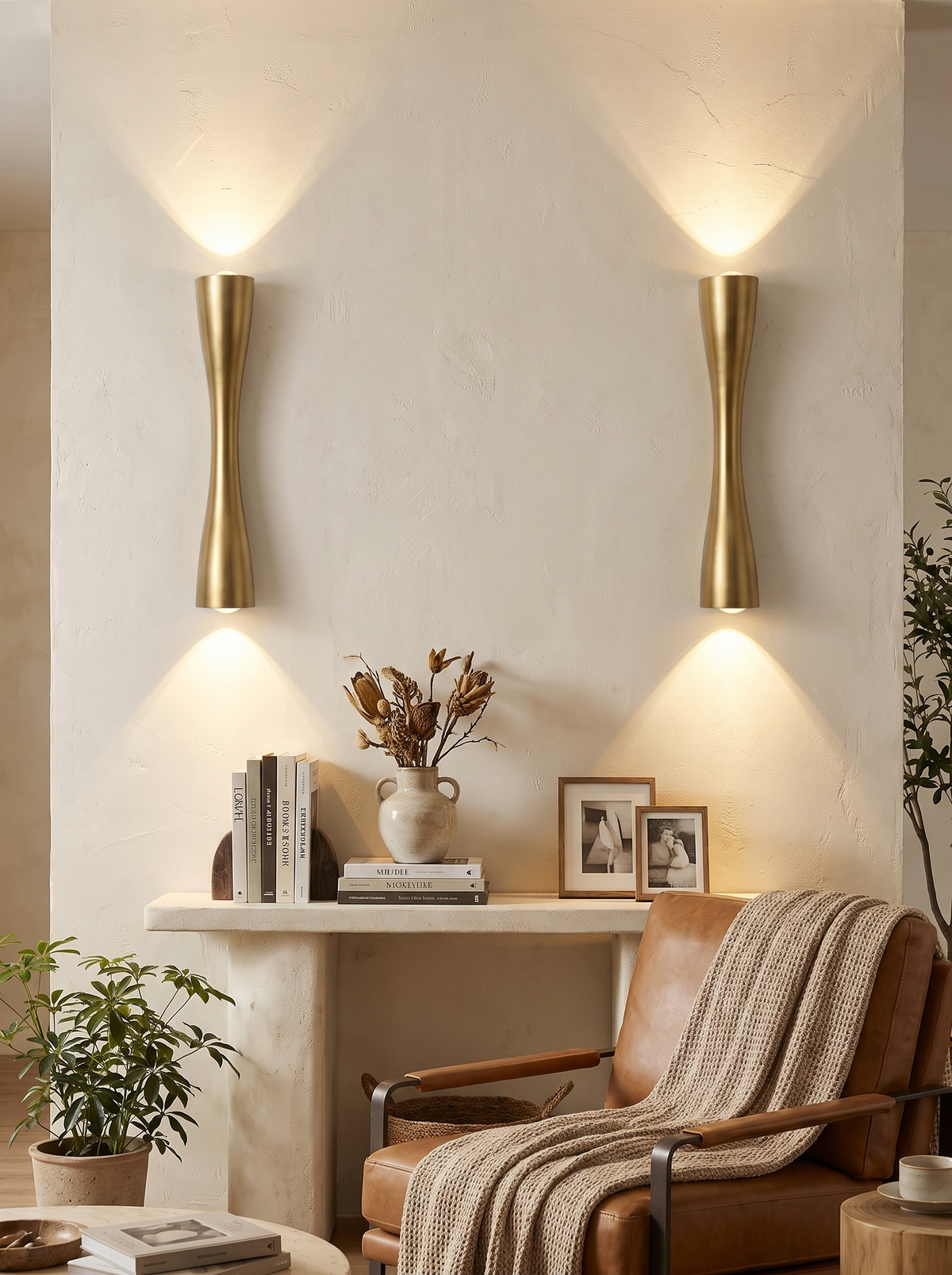 Gold Up and Down Wall Light in a lifestyle setting