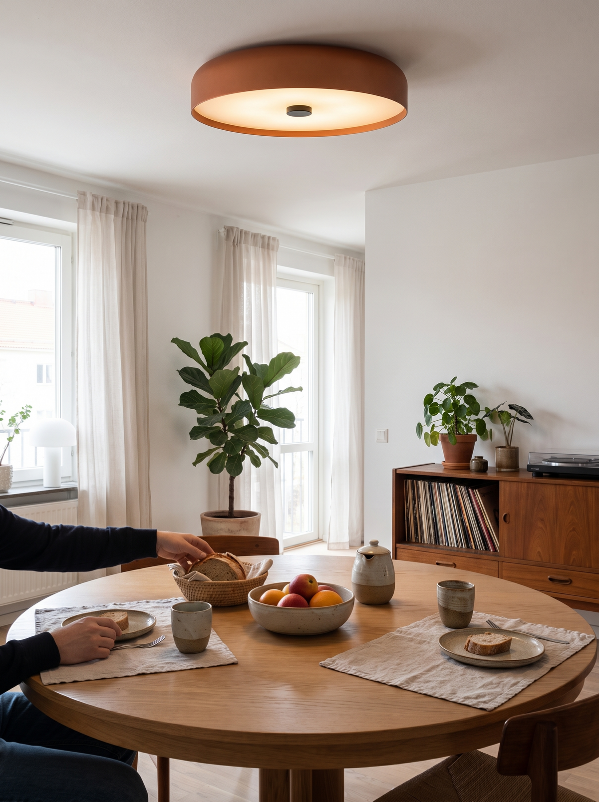 Nordic Retro LED Flush Mount Light in a lifestyle setting
