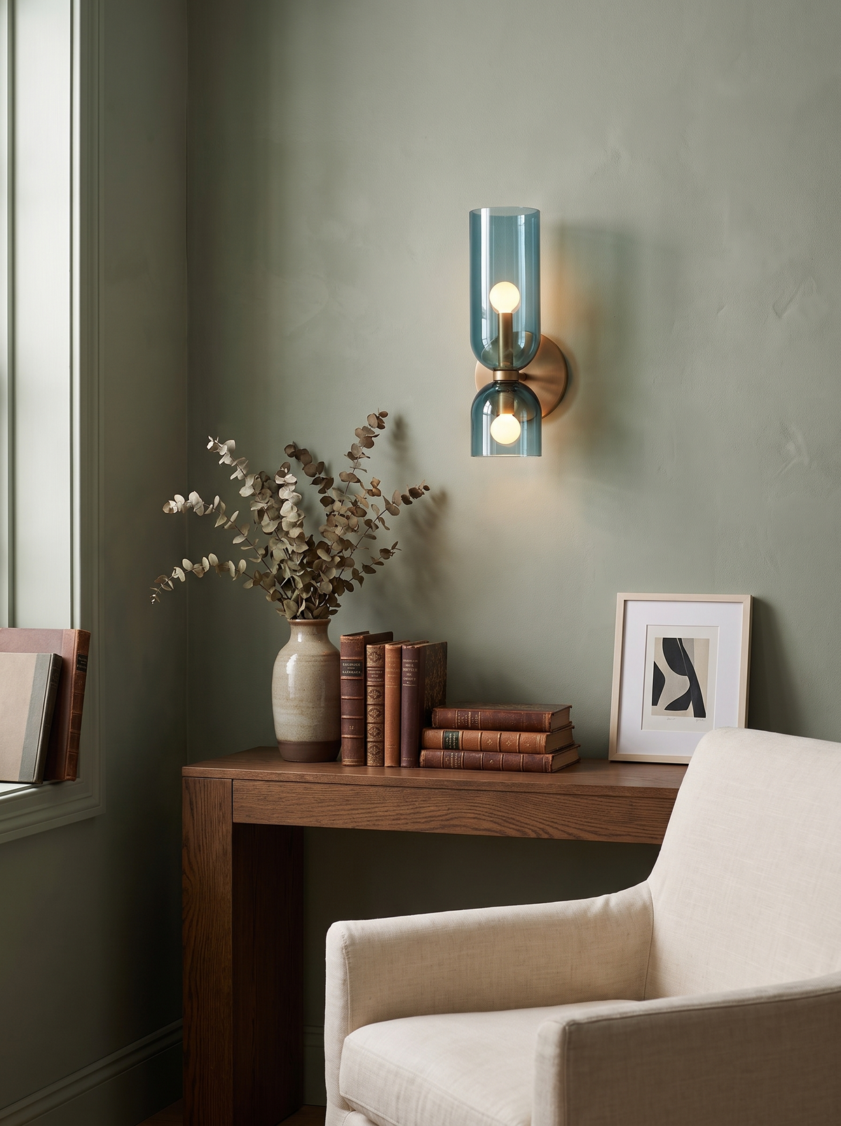Smoked Glass Tube Wall Lamp in a lifestyle setting