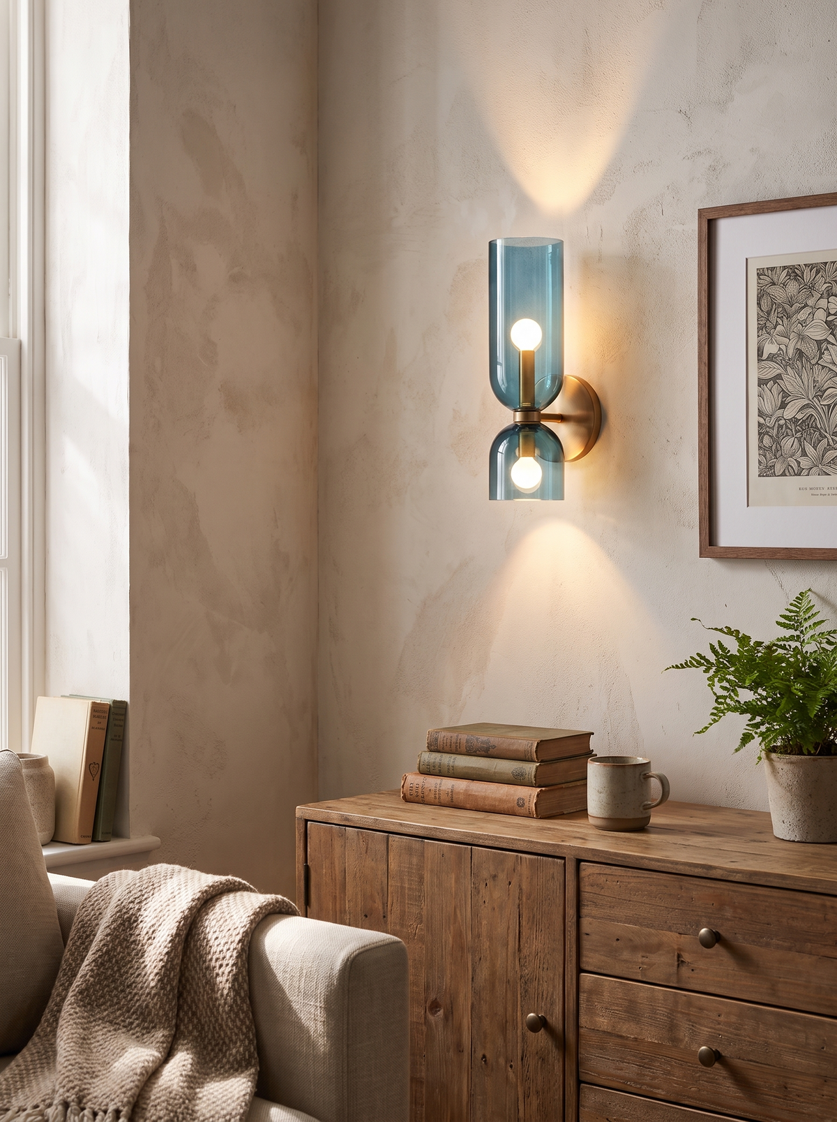 Smoked Glass Tube Wall Lamp in a lifestyle setting