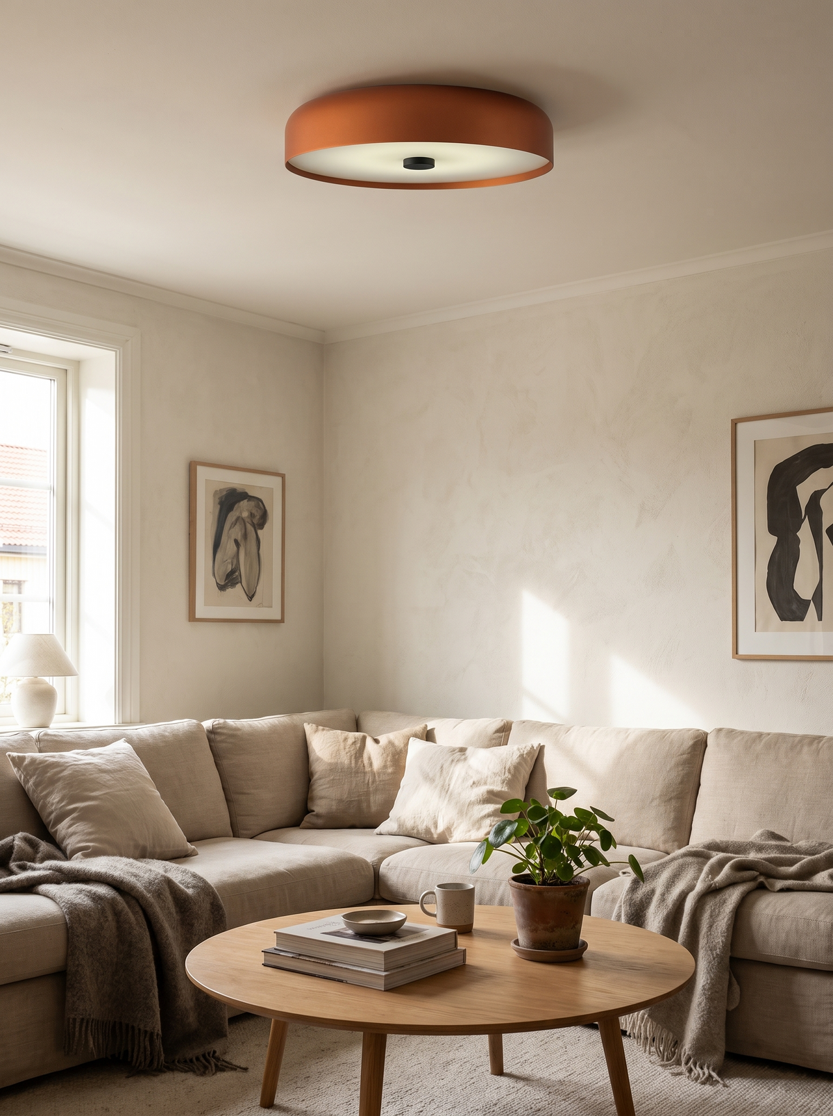 Nordic Retro LED Flush Mount Light in a lifestyle setting