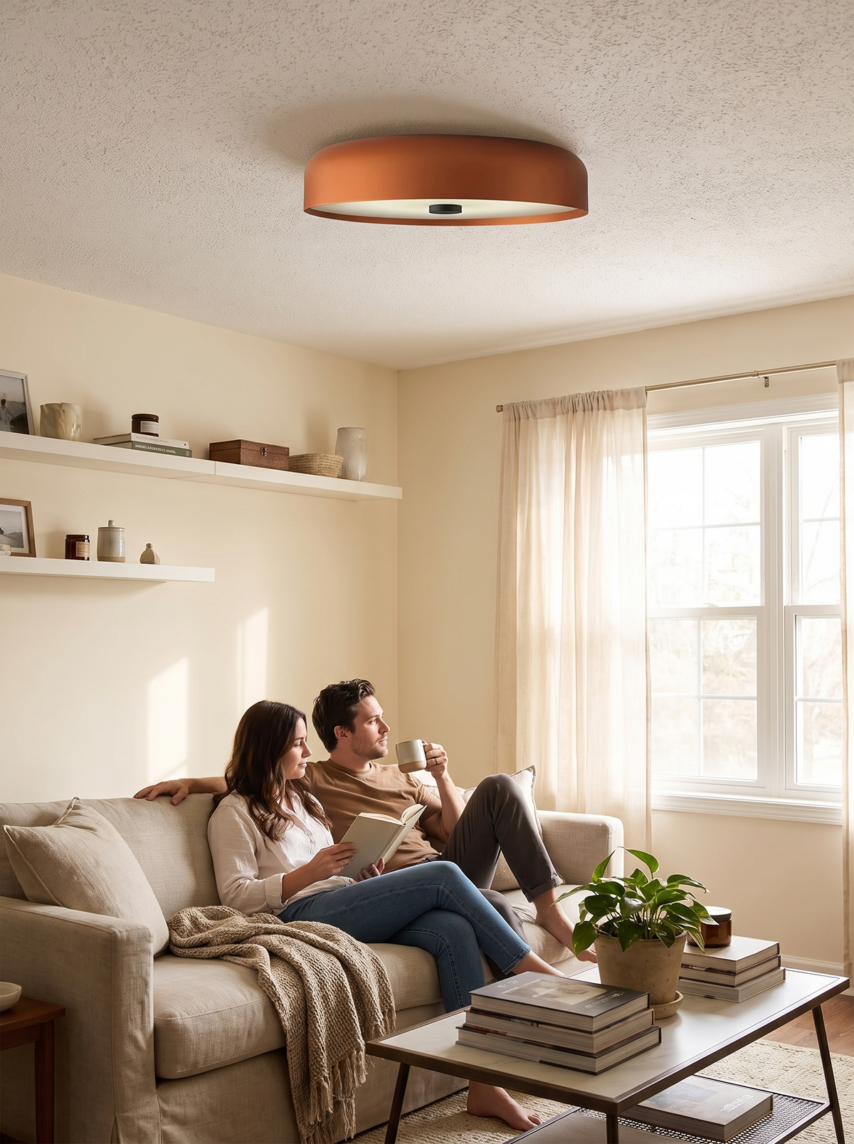 Nordic Retro LED Flush Mount Light in a lifestyle setting