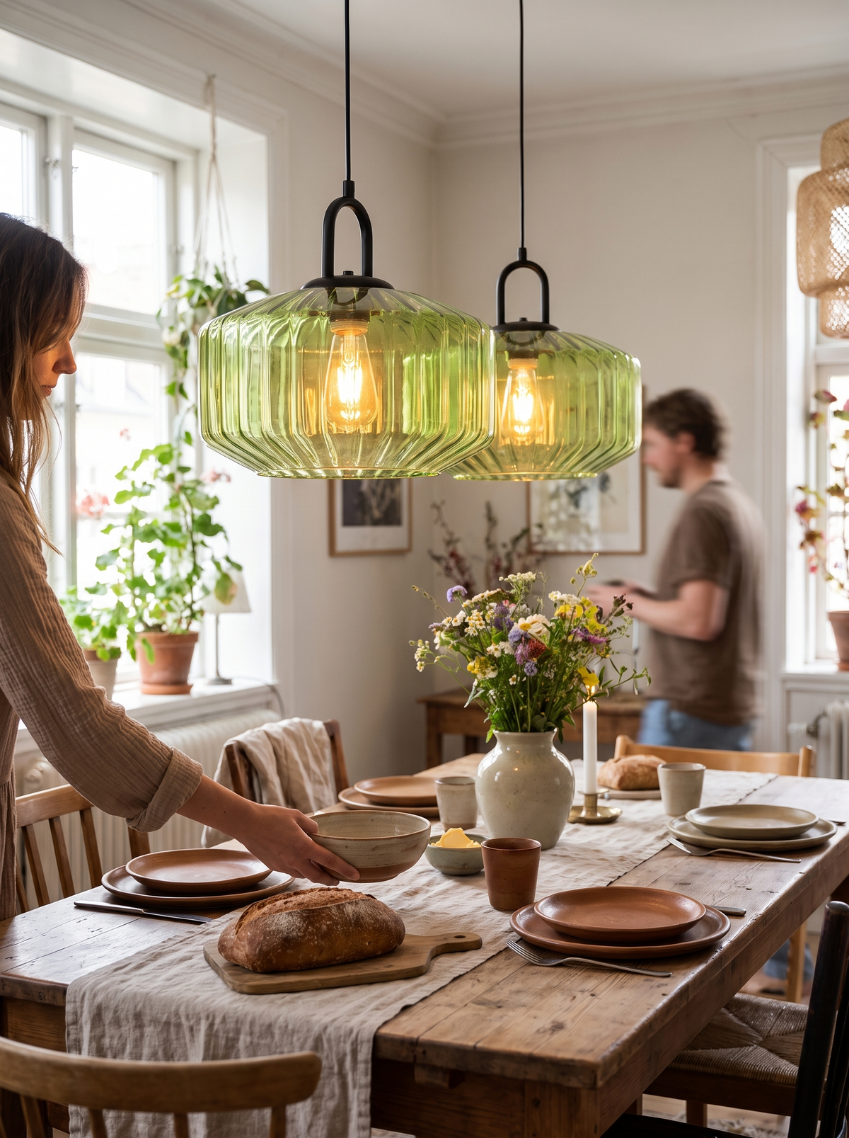 Mireta Retro Tinted Glass Pendant Light in a lifestyle setting