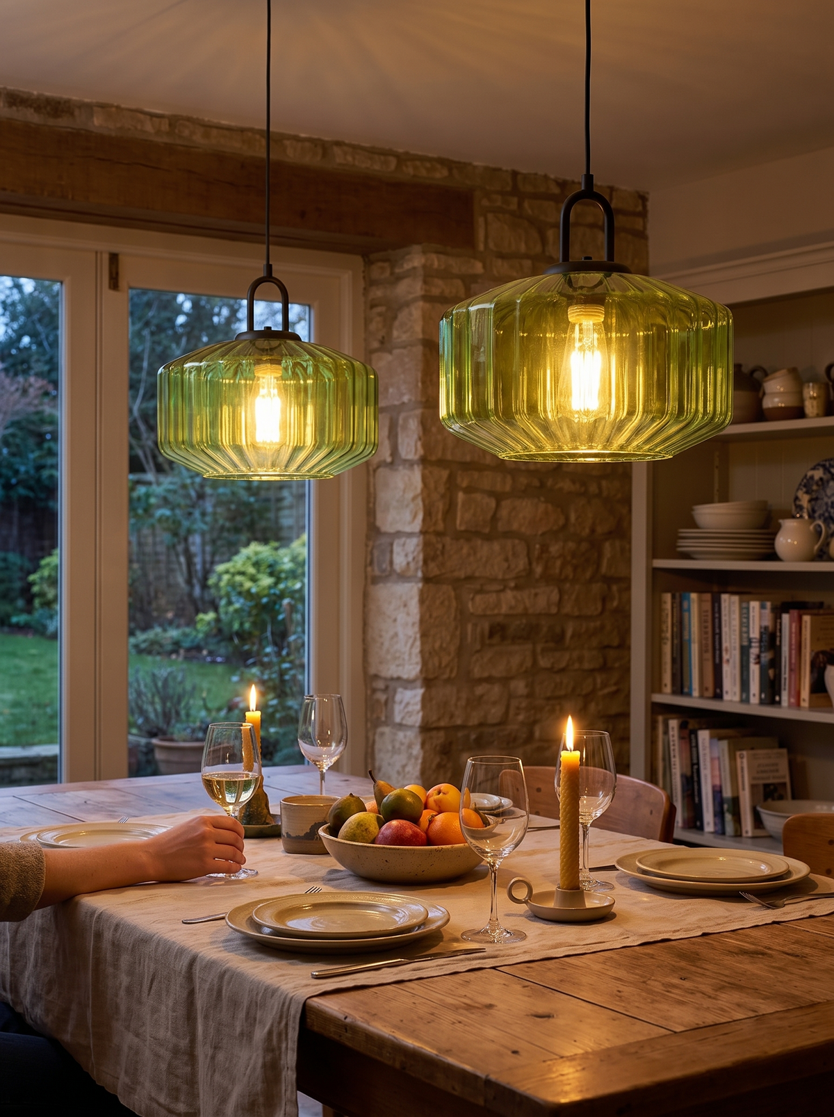 Mireta Retro Tinted Glass Pendant Light in a lifestyle setting