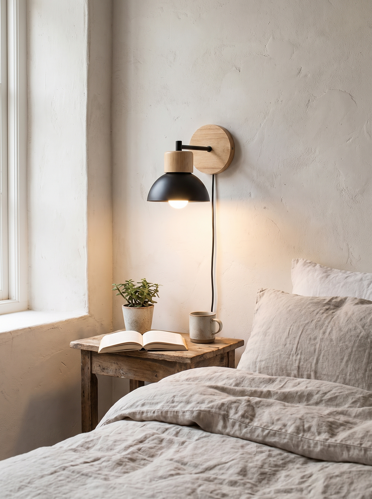 Wood and Metal Nordic Wall Lamp in a lifestyle setting