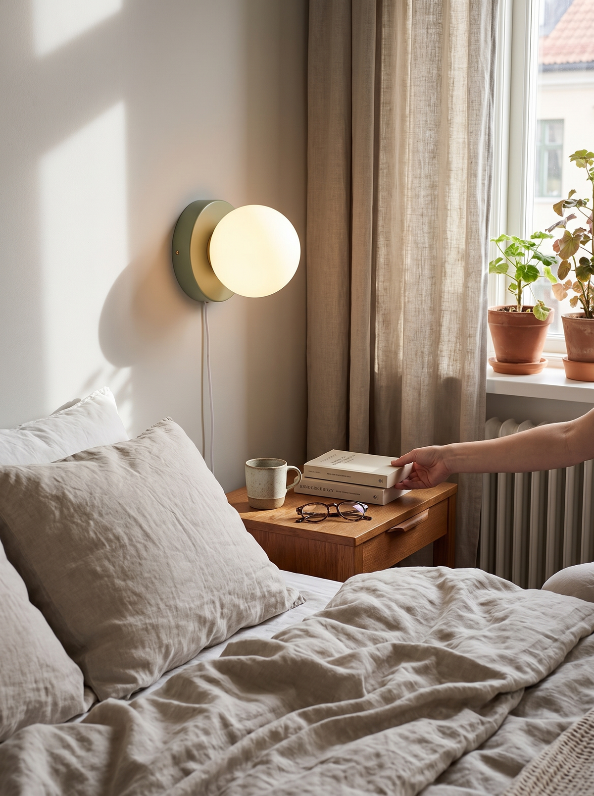 Macaron Frosted Glass LED Wall Lamp in a lifestyle setting