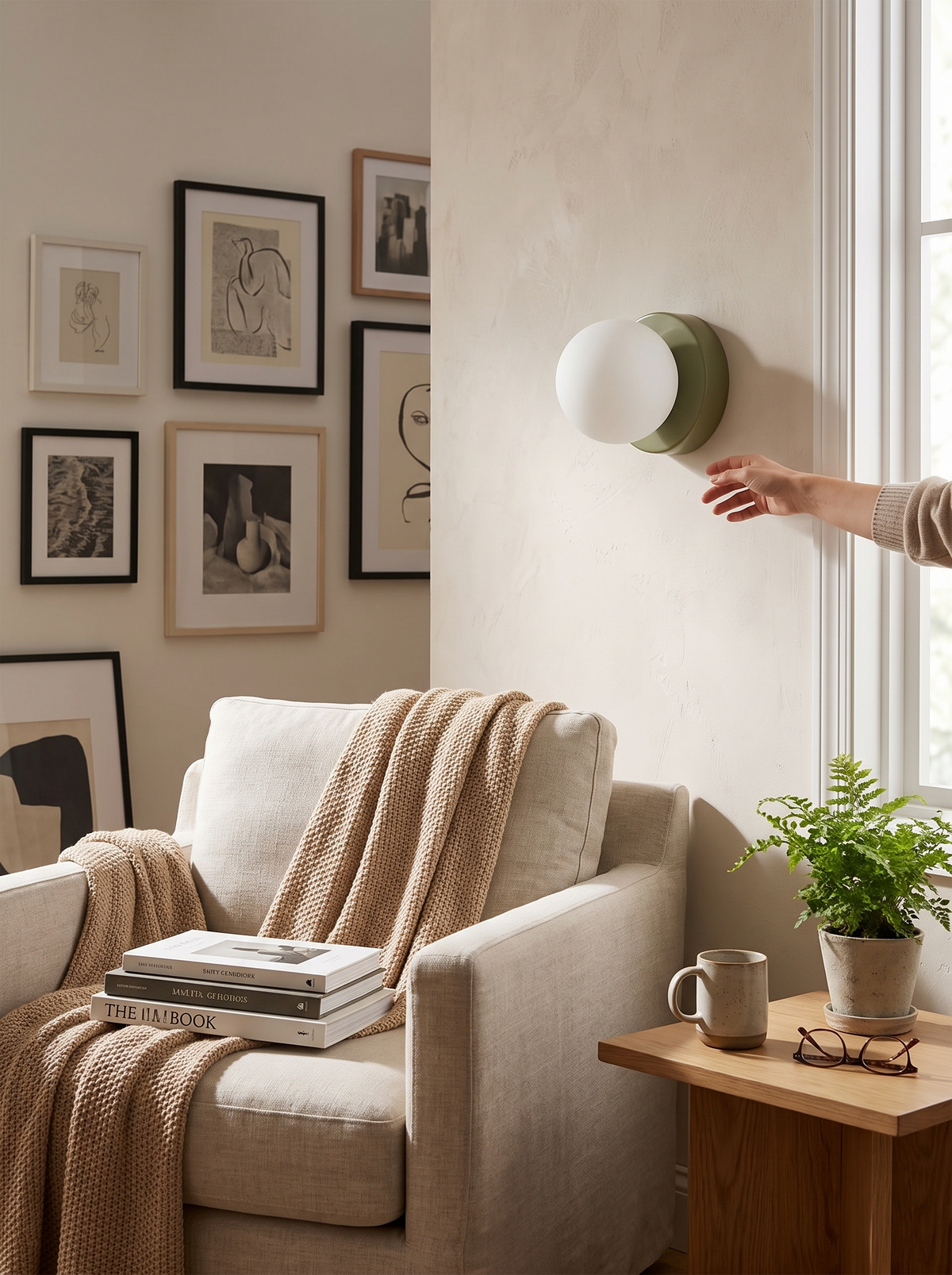 Macaron Frosted Glass LED Wall Lamp in a lifestyle setting