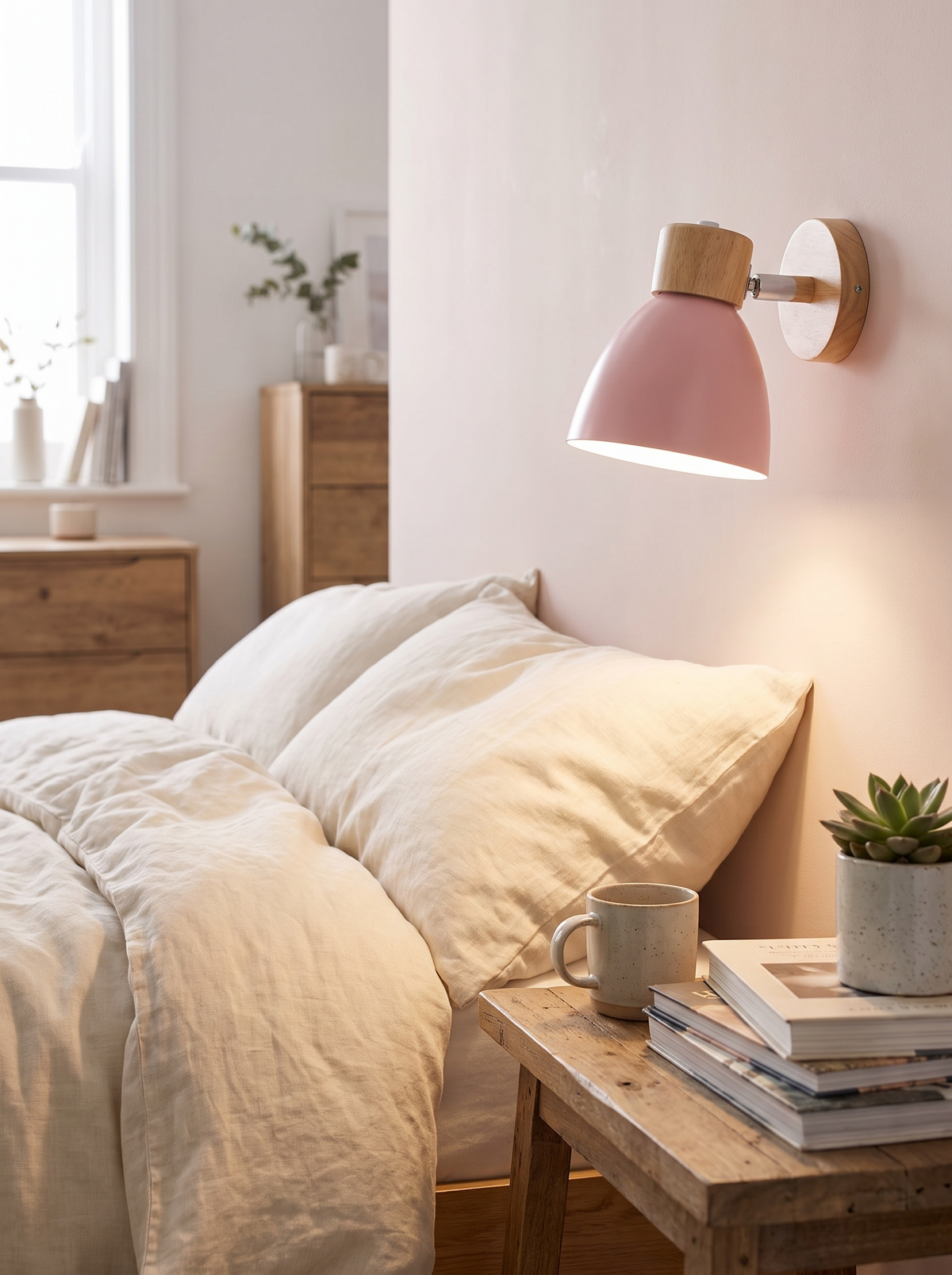 Wood and Iron Macaron Wall Sconce in a lifestyle setting