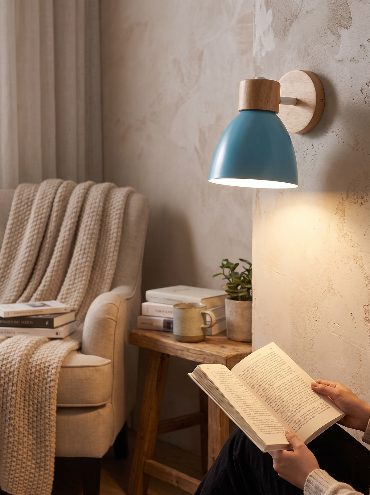 Wood and Iron Macaron Wall Sconce in a lifestyle setting