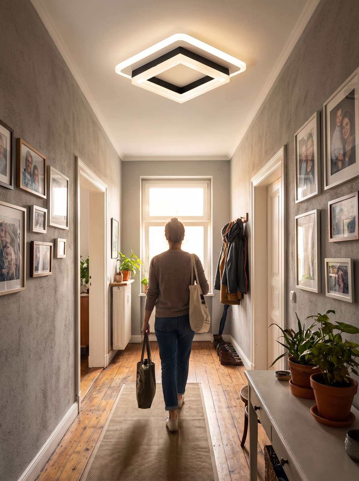 Square LED Flush Mount Ceiling Light in a lifestyle setting